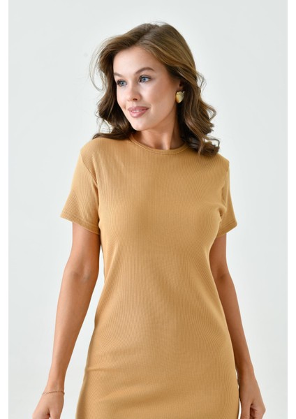 Kısa Kollu Fitilli Bisiklet Sıfır Yaka Terletmeyen Pamuklu Içlik Uzun Elbise Astar Tesettür H