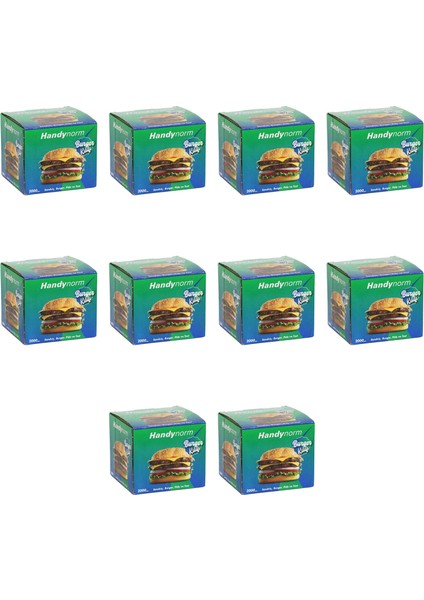 Handynorm Hamburger Burger Pide Tost Sandviç Kılıfı Poşeti - 12.5X12.5 Cm. - 2000 Adetlik 10 Kutu