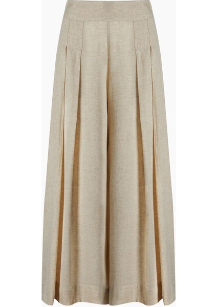 3315 Keten Palazzo Pantolon Krem