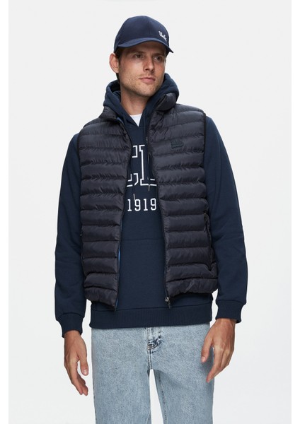 Blume Lacivert Fermuarlı ve Cepli Polyester Standard Fit Erkek Yelek