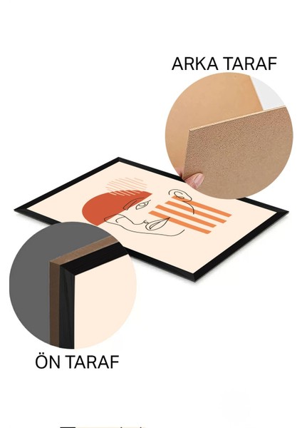 3 Parça Siyah Çerçeve Görünümlü Mdf Tablo Seti - Set 24