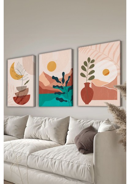 Dekoratif 3 Parça Kanvas Tablo - 3CNVS12