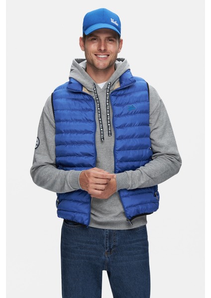 Blume Mavi Fermuarlı ve Cepli Polyester Standard Fit Erkek Yelek