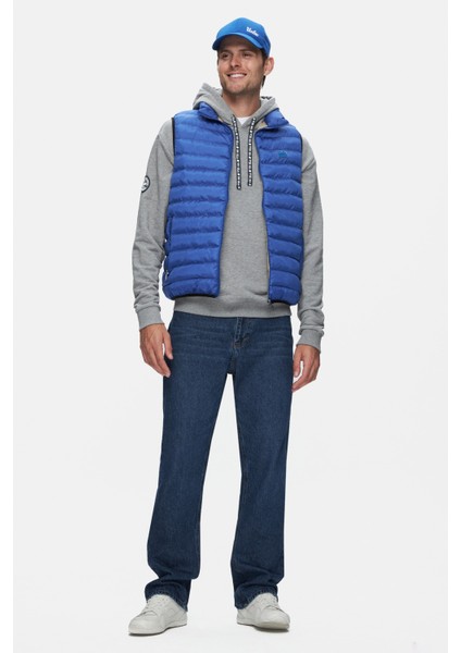 Blume Mavi Fermuarlı ve Cepli Polyester Standard Fit Erkek Yelek