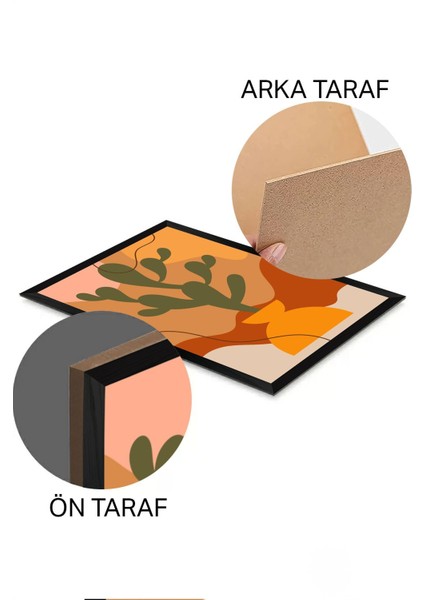 3 Parça Siyah Çerçeve Görünümlü Mdf Tablo Seti - Set 1