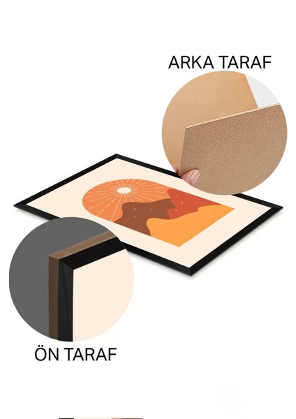 3 Parça Siyah Çerçeve Görünümlü Mdf Tablo Seti - Set 25