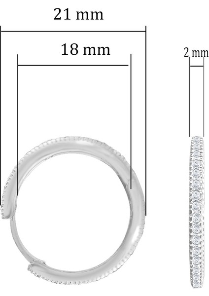 Halka Huggie Zirkon Taşlı 925 Ayar Gümüş Halka Küpe Beyaz Renk fiyatları