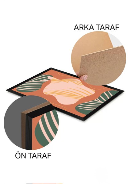3 Parça Siyah Çerçeve Görünümlü Mdf Tablo Seti - Set 10