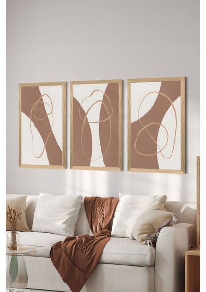 3 Parça Ahşap Çerçeve Görünümlü Mukavva Poster Tablo Seti - Set 77