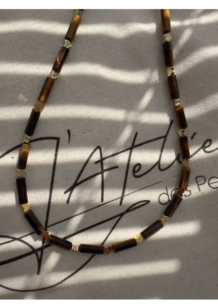 L'atelier Des Perles Arles Necklace Doğal Kaplan Gözü Taşlı Kolye