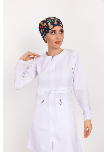 Badem Model Soft Likra Fermuarlı Beyaz Renk Cerrahi Üniforma Takım indirimleri