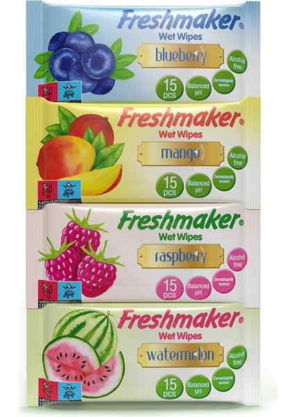 Fruits Islak Cep Mendili 15 Adet x 4 Paket