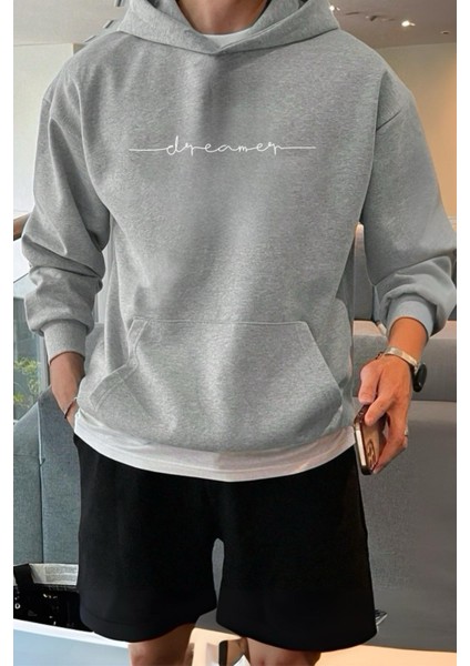 Dreamer Ön Yazı Baskılı Erkek Sweatshirt
