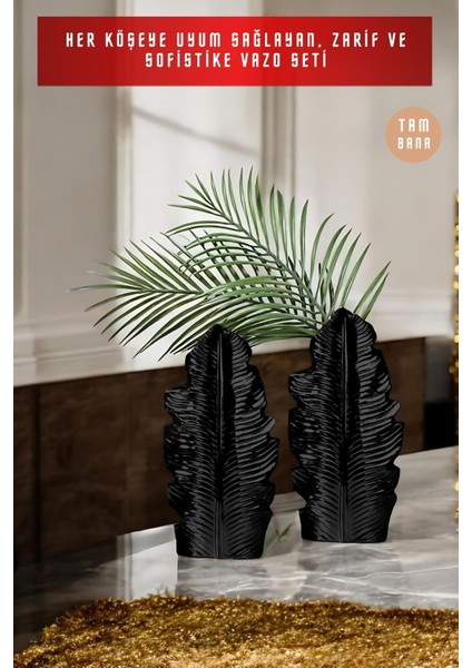 Siyah Dekoratif Vazo Seti Obje Ev Dekorasyon Masa Üstü Dekor Vazo Seti Model 30 fiyatları