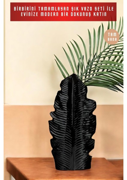 Siyah Dekoratif Vazo Seti Obje Ev Dekorasyon Masa Üstü Dekor Vazo Seti Model 30 fırsatları