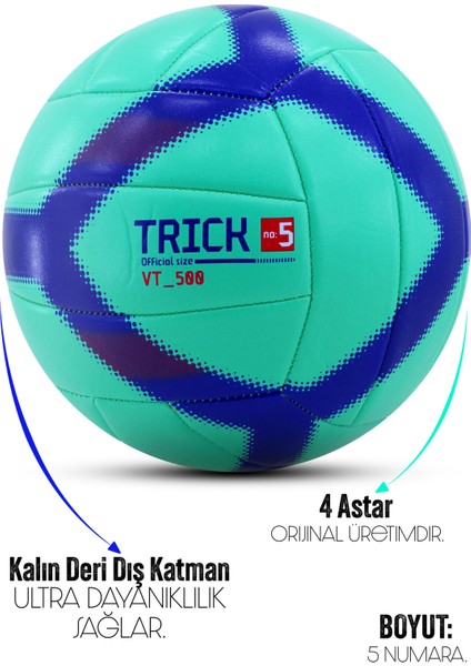 VT500 Trick Voleybol Topu Yumuşak Doku Semi-Pro Iç-Dış Mekan Soft Touch 270 G No:5