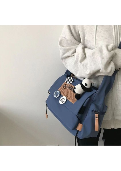 Japon Harajuku Koyu Iş Giysisi Tarzı Crossbody Çanta Kadın Kore Versiyonu Ins Hong Kong Tarzı Retro Sokak Büyük Kapasiteli Askılı Çanta (Yurt Dışından)