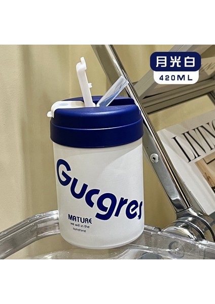 420ML Tonluk Bardak Ins Tarzı Erkek ve Kadın Eşlik Eden Su Bardağı Ofis Kahve Fincanı Yüksek Görünümlü Internet Ünlü Termos Bardak (Yurt Dışından)