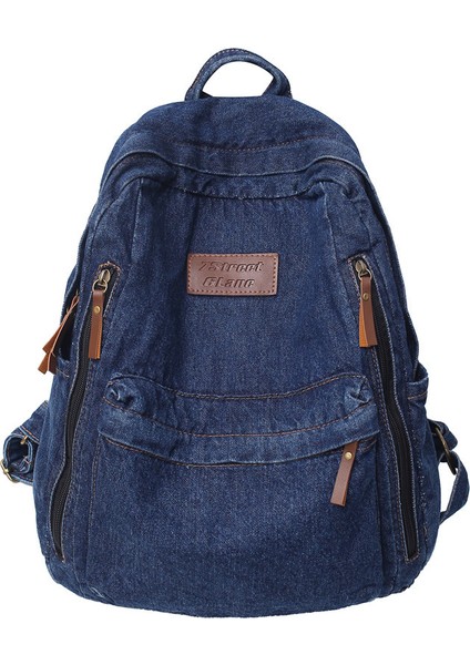 Büyük Kapasiteli Denim Sırt Çantası Kadın Sırt Çantası Yeni Moda Okul Çantası Harajuku Tarzı Öğrenci Seyahat Çantası (Yurt Dışından)
