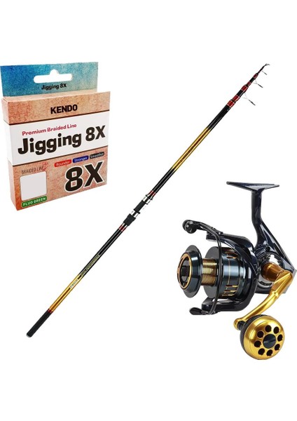 Profesyonel Olta Seti Okuma Savant Surf 420 cm 4 Parça Surf Kamışı&okuma Salina SA-8000A Blue 6+1bb Olta Makinesi