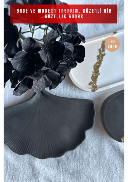 Siyah Sunumluk Takı Tabağı Dekoratif Tepsi Obje Ev Dekorasyon Model 19 fırsatları