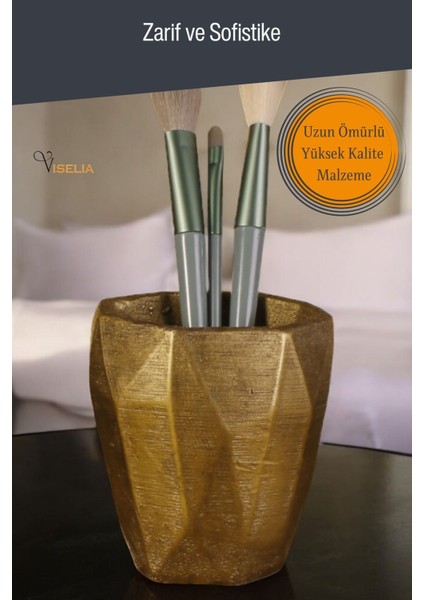 Makyaj Düzenleyici Makyaj Organizeri Makyaj Fırçalığı Altın Renk Model 2 fırsatları