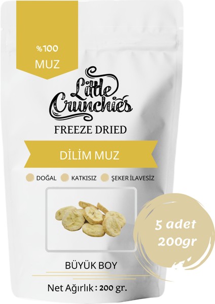 Freeze Dried Dilim Muz - 1 Kg. - Büyük Boy - Dondurularak Kurutulmuş 5X200 Gr.