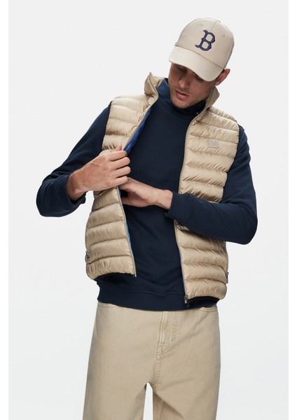 Blume Koyu Bej Fermuarlı ve Cepli Polyester Standard Fit Erkek Yelek