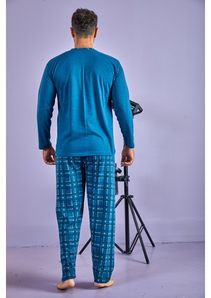 Sude Homewear Erkek Ekose Desenli Uzun Kol (Mevsimlik) Pijama Takımı