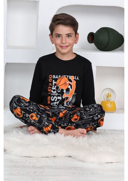 Basket Erkek Çocuk Pijama takımı - Siyah