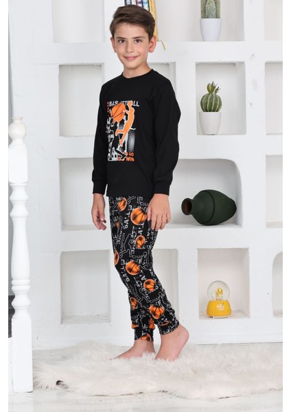 Basket Erkek Çocuk Pijama takımı - Siyah