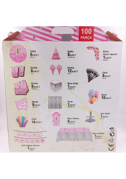 100 1 Yaş Konsept Doğum Günü Party Seti Pembe fiyatları
