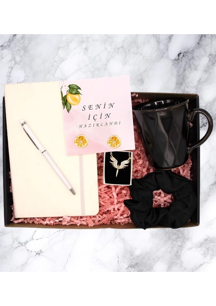 Hediye Kutusu - Defter & Kalem & Kupa & Kolye & Toka