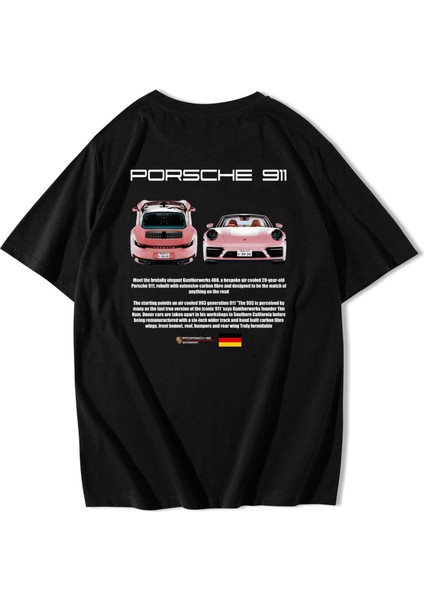 Unisex Oversize Porsche 911 T-Shirt Siyah