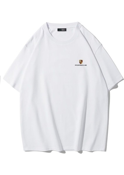 Unisex Oversize 911 Gt3 Rs T-Shirt Beyaz