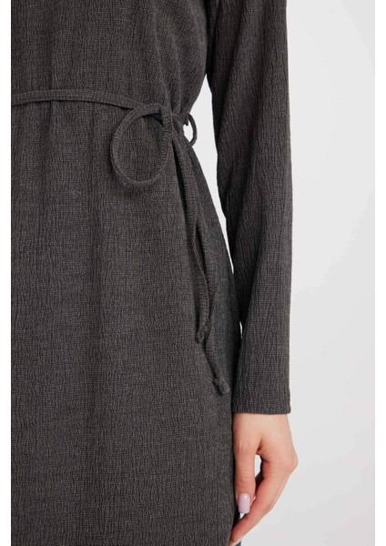Regular Fit Bürümcük Uzun Kollu Midi Elbise D5024AX24AU modelleri