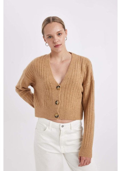 Regular Fit V Yaka Basic Düz Düğmeli Triko Hırka R1389AZ24WN modelleri