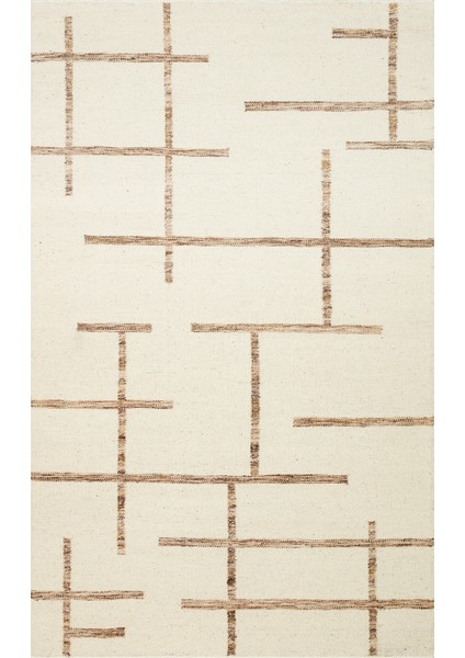 Pune Kilim Pun 05 Ivory Brown El Emeği ile Yeni Zelanda Yünü ile Üretilen Modern El Dokuma Kilim