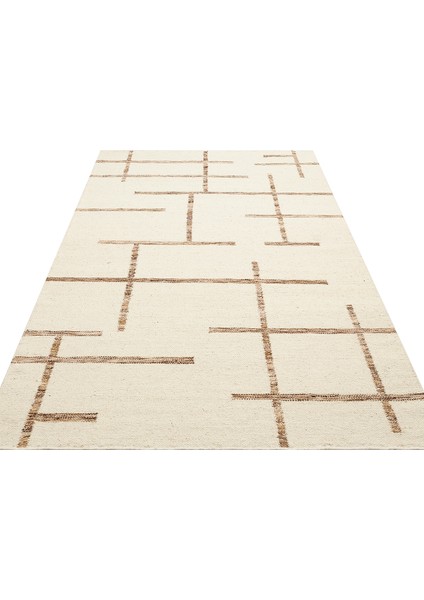 Pune Kilim Pun 05 Ivory Brown El Emeği ile Yeni Zelanda Yünü ile Üretilen Modern El Dokuma Kilim