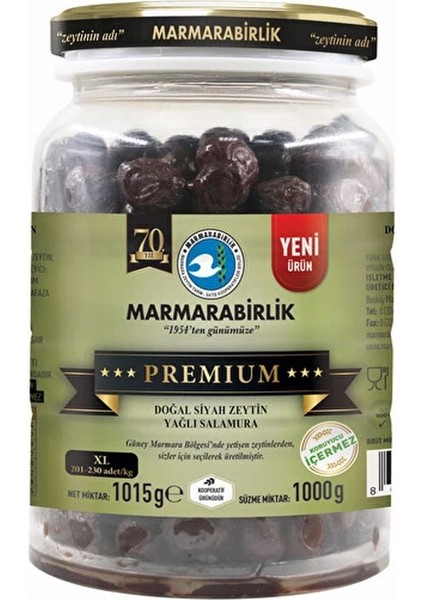 Premium Xl Siyah Zeytin 1000 gr Cam Pet