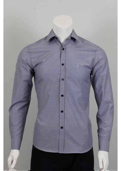 Uzun Kol Slim Fit Desenli Gömlek