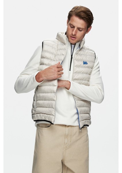 Blume Bej Fermuarlı ve Cepli Polyester Standard Fit Erkek Yelek