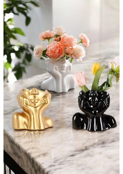 Dekoratif Vazo Seti Obje Ev Dekorasyon Masa Üstü Dekor Vazo Seti Model 28