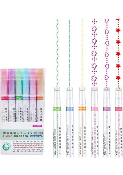 Linear Color Pen Altı Farklı Desenli Kalem Seti modelleri