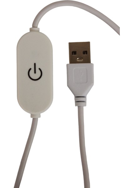 100 cm 2 Amper Touch Dokunmatik Açık Uçlu Dimmer On/off Switch'li Beyaz USB Erkek Kablo