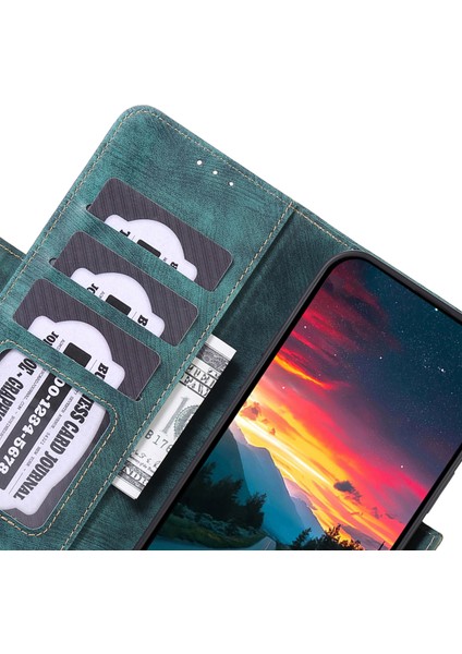 Anti-Düşen Telefon Kılıfı Için Samsung Galaxy M35 5g Kılıf Retro Deri Telefon Kapak Cüzdan Standı Görünüm-Yeşil (Yurt Dışından)