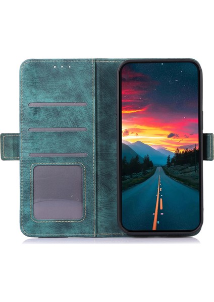 Anti-Düşen Telefon Kılıfı Için Samsung Galaxy M35 5g Kılıf Retro Deri Telefon Kapak Cüzdan Standı Görünüm-Yeşil (Yurt Dışından)