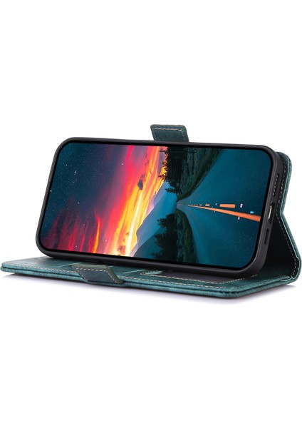 Anti-Düşen Telefon Kılıfı Için Samsung Galaxy M35 5g Kılıf Retro Deri Telefon Kapak Cüzdan Standı Görünüm-Yeşil (Yurt Dışından)
