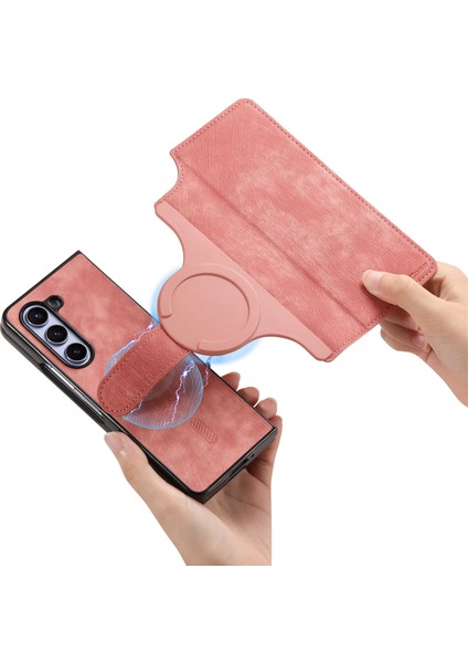 Samsung Galaxy Z Fold5 5g Kılıfı Için Anti-Düşme Telefon Kılıfı Ayrılabilir 2'si 1 Arada Deri Telefon Kapağı-Pembe (Yurt Dışından)