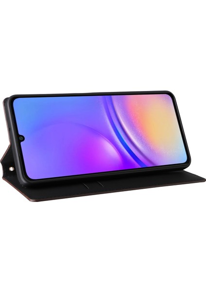 Samsung Galaxy A06 Cüzdan Kılıfı Için Anti-Düşme Telefon Kılıfı Eşkenar Dörtgen Baskılı Deri Telefon Kapağı-Kahverengi (Yurt Dışından)